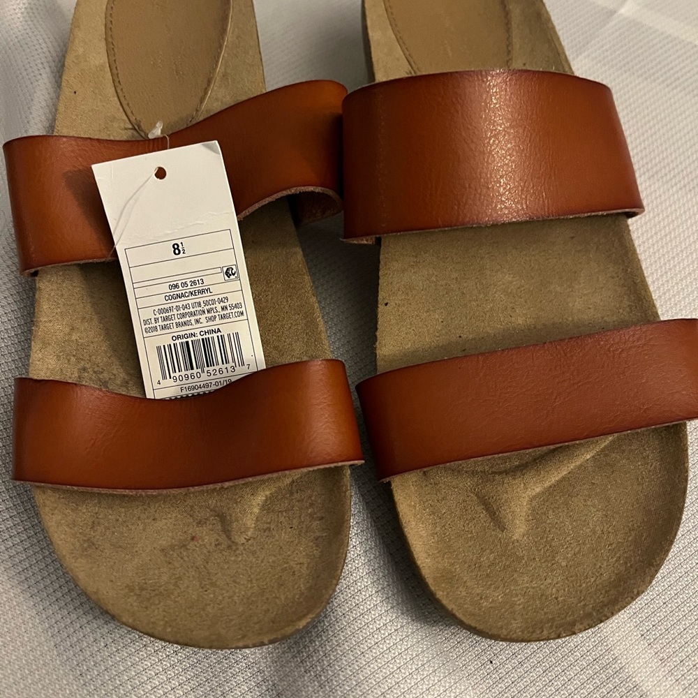 Never worn new wedge heel slides. Good for the beach.